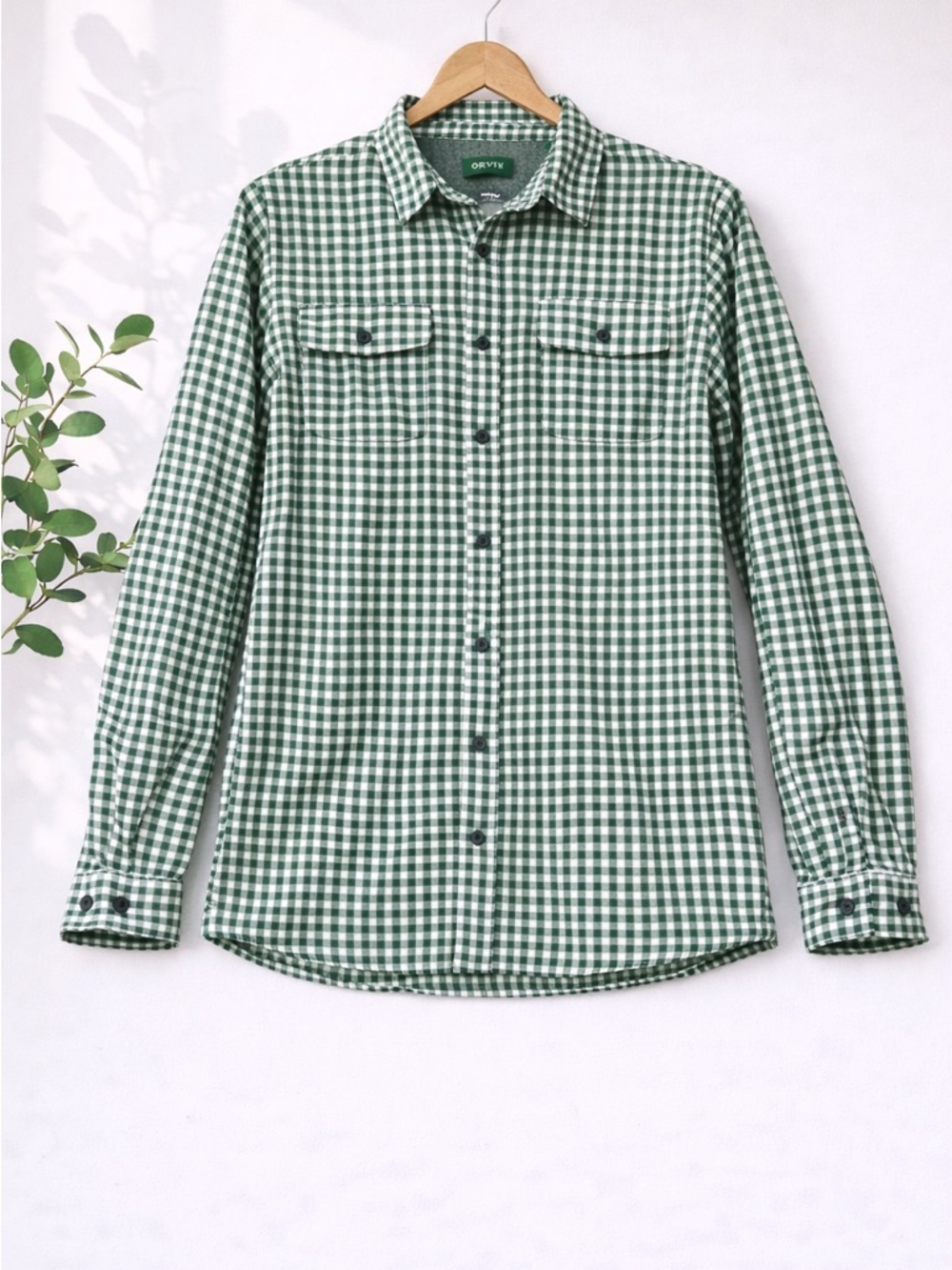 Orvis Green and White Checkered Men's Shirt